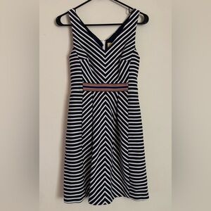 Maeve Navy and White Striped  with Multicolor Waistband